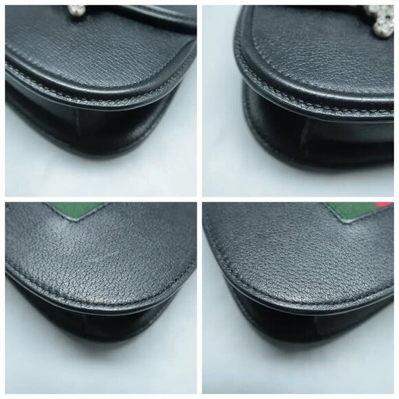 100% Authentic GUCCI Totem  Black Leather Shoulder Bag 1022-12524 - Picture 6 of 12